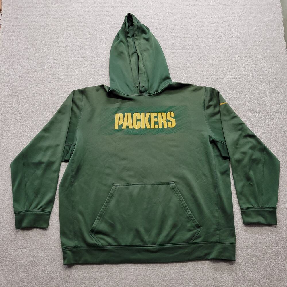 Nike Therma Fit Green Bay Packers Hoodie Mens XXL Green NFL Pullover Sweatshirt